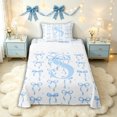 thumbnail image 1 of Manfei Blue Ribbon Bow Letter Monogrammed S Twin Sheet Sets 3pcs for Teens Girls,Kids Cartoon Bowknot Polka Dots Bedding,Breathable Home Decor, 1 of 5