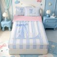 thumbnail image 1 of Manfei Blue Ribbon Bow Tie Zipper Full Size Comforter Sets with Fitted Sheet and 2 Pillowcases,Alphabet L Pattern Zipper Bedding Set,Pink Reversible,4pcs, 1 of 7