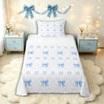 thumbnail image 1 of Manfei Blue Ribbon Bowknot Twin Sheet Sets 3pcs for Kids Teens,Kawaii Bow Plaid Bedding for Girls,Breathable Home Decor, 1 of 5