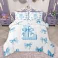thumbnail image 1 of Homewish Blue Ribbon Letter L Bedding Comforter Set, Cartoon Cute Monogrammed Twin Comforter Sets, Princess Fairy Tale Bow Reversible Bedding Set, Breathable Home Decor, 2pcs, 1 of 8