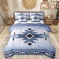 thumbnail image 1 of Manfei Blue Square Aztec 7pcs Bedding Comforter Set for Adult, Tribal Western Bohemian Queen Bedding Sets, Glitter Mandala Hippie Style Reversible Queen Sheet Sets, Microfiber Bedroom Decor, 1 of 8