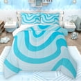thumbnail image 1 of Manfei Blue Wave Lines Queen Comforter Set,Modern Geometric Stripe Bedding Sets,Abstract Art Bedding Comforter Set For Girls,Luxury Bedroom Decor Reversible,3pcs, 1 of 8