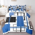 thumbnail image 1 of Manfei Blue White Abstract Bedding Comforter Set 7-Piece, Chic Minimalism King Bedding Sets, Teen Child Kid Adult Reversible Bed Sheets, Lightweight Room Decor, 1 of 7