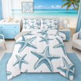 thumbnail image 1 of Manfei Blue White Starfish Full Size Comforter Sets for Kids Boys and Girls, Marine Life Print Bedding Sets, Gray Reversible 3pcs, 1 Comforter and 2 Pillowcases, 1 of 6