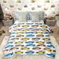 thumbnail image 1 of Manfei Blue Yellow Race Car 7-Piece Twin Bedding Sets, Automobile Sports Bedding Comforter Set, Chic Buffalo Plaid Reversible Sheet Sets, Luxury Bedroom Decor, 1 of 8