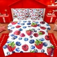 thumbnail image 1 of Manfei Blueberry Strawberry Pattern 7 Pieces Bedding Comforter Set,Sweet Fruit Theme Full Bedding Set,Red White Blue Fitted Sheet Flat Sheet For Girls Boys,Super Cozy Room Decor Reversible, 1 of 8