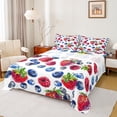 thumbnail image 1 of Manfei Blueberry Strawberry Pattern Queen Sheet Sets,Sweet Fruit Theme Flat Sheet,Red White Blue Queen Fitted Sheet For Girls Boys,Super Cozy Room Decor,4pcs, 1 of 7