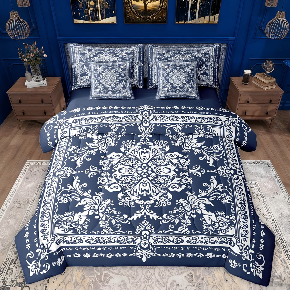 Manfei bohemian Flowers 7-Piece Twin Bedding Sets,Victorian Baroque ...