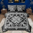 thumbnail image 1 of Manfei bohemian Flowers 7 Pieces Bedding Comforter Set,Victorian Baroque Damask Full Bedding Set,White Black Fitted Sheet Flat Sheet For Girls Kids,Luxury Bedroom Decor Reversible, 1 of 8