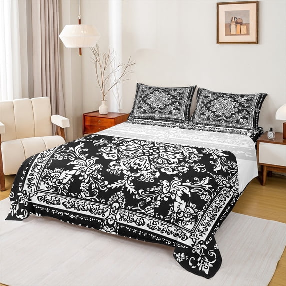 Manfei bohemian Flowers Full Size Sheets,Victorian Baroque Damask Bed ...