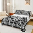 thumbnail image 1 of Manfei bohemian Flowers Twin Sheet Sets,Victorian Baroque Damask Twin Fitted Sheet,White Black Flat Sheet For Girls Kids,Luxury Bedroom Decor,3 Pieces, 1 of 7