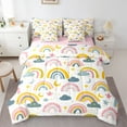 thumbnail image 1 of Manfei bohemian Rainbow 7-Piece Bedding Comforter Set,Retro Boho Theme King Bedding Sets,Yellow Stars Teal Clouds Bed Sheets For Girl Boys,Breathable Home Decor Reversible, 1 of 8