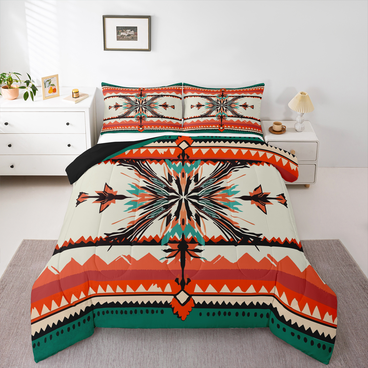 Manfei Bohemian Aztec 3 Pieces Queen Comforter Set for Female Men Teens ...