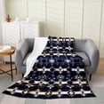 thumbnail image 1 of Manfei Bohemian Aztec Adult Throw Blanket for Couch, Blue Hippie Abstract Plush Blanket, Tribal Western Style Sherpa Blanket, Luxury Bedroom Decor, 1 of 5