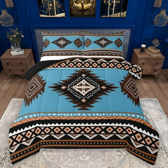 Manfei Bohemian Aztec Bedding Comforter Set 2pcs for Children Teens Adults,Exotic Style Twin Comforter Sets Microfiber,Hippie Tribal Breathable Bedding Set,Ultra Soft Home Decor,Reversible