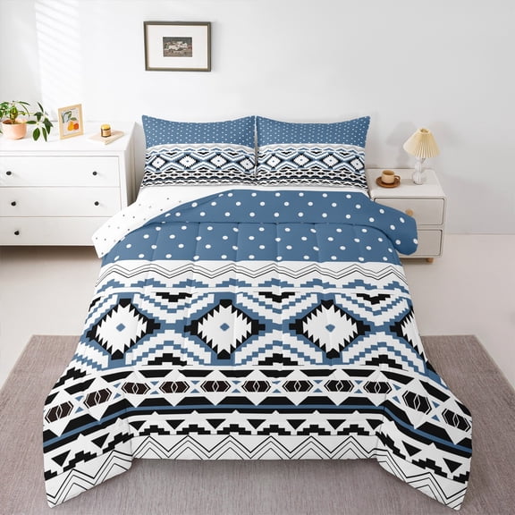 Manfei Bohemian Aztec Bedding Comforter Set 2pcs for Teens Boys Girls,Polka Dots Twin Comforter Sets Microfiber,Hippie Tribal Breathable Bedding Set,Ultra Soft Home Decor,Reversible