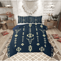 Manfei Bohemian Aztec Bedding Comforter Set for Adult, Hippie Sheep Skull Twin Comforter Sets, Mandala Boho Style Reversible Bedding Set, Breathable Home Decor, 2 Pieces
