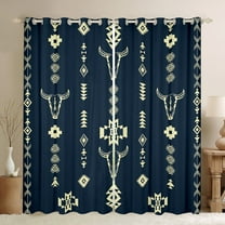 Manfei Bohemian Aztec Black Out Curtains for Adult, Hippie Sheep Skull Curtains Pack of 2 (42x63 Each), Mandala Boho Style Bedroom Curtains, Black Out Curtains Home Decor