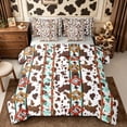 thumbnail image 1 of Manfei Bohemian Aztec King Bedding 7pcs,Rustic Cow Print King Bed in a Bag,Red Teal Brown, 1 of 6