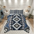 thumbnail image 1 of Manfei Bohemian Aztec Queen Comforter Set for Adult, Navy Blue Tribal Geometric Bedding Sets, Southwestern Reversible Bedding Comforter Set, Lightweight Room Decor, 3pcs, 1 of 8