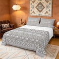 thumbnail image 1 of Manfei Bohemian Aztec Queen Sheets,Exotic Style Queen Sheet Sets, Gray White, Gray Reversible 4pcs1 Flat Sheet + 1 Fitted Sheet + 2 Pillowcases, 1 of 6