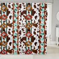 thumbnail image 1 of Manfei Bohemian Aztec Shower Curtain 72Wx84L,Rustic Cow Print Bathroom Shower Curtain,Red Teal Brown, 1 of 6