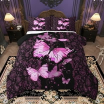 Manfei Bohemian Butterfly Bedding Comforter Set, Mandala Pink Paisley Twin Comforter Sets, Hippie Western Animal Reversible Bedding Set, Lightweight Room Decor, 2 Pieces