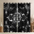 thumbnail image 1 of Manfei Bohemian Damask Blackout Curtains Set of 2 (52x84 Each), Black Gray Floral Window Curtains, Hippie Victorian Flower Curtains and Drapes, Luxurious Home Decor, 1 of 6