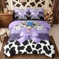 thumbnail image 1 of Manfei Bohemian Damask Cow Print King Bedding 7pcs,Floral Bull Skull King Bed in a Bag,White Lavender, 1 of 6