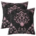 thumbnail image 1 of Manfei Bohemian Damask Cushion Covers for Sofa Set of 2, Black Pink Throw Pillow Covers for Bed, 24x24, Victorian Flower Throw Pillow Covers, Breathable Bedroom Decoration, 1 of 6