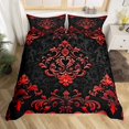 thumbnail image 1 of Manfei Bohemian Damask Duvet Cover King, Black Red Comforter Cover King, Victorian Flower Bed Cover, Breathable Bedroom Decoration, Zipper Closure and Reversible 3pcs, 1 of 6