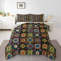 Manfei Bohemian Damask Mandala Bedding Comforter Set 2pcs for Female Men,Geometric Plaid Twin Comforter Sets Microfiber,Exotic Style Breathable Bedding Set,Ultra Soft Home Decor,Reversible