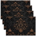 thumbnail image 1 of Manfei Bohemian Damask Place Mats Set of 4 for in Door Dinning, Black Brown Table Place Mats for in Door Dining, Victorian Flower Table Mats for Dining Table, Stylish Kitchen Decoration, 1 of 4