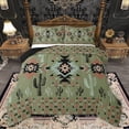 thumbnail image 1 of Homewish Bohemian Hippie Aztec Full Size Comforter Sets for Adult, Rustic Farmhouse Cactus Bedding Comforter Set, Green Southwestern Style Reversible Bedding Sets, Lightweight Room Decor, 3pcs, 1 of 8