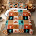 thumbnail image 1 of Manfei Bohemian Hippie Aztec Quilt Full 3-Piece,Western Cowboy Full Bedspread Sets,Orange Turquoise,1 Coverlet and 2 Pillowcases, 1 of 7