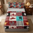 thumbnail image 1 of Manfei Bohemian Hippie Aztec Zipper Queen Comforter Set with Fitted Sheet and 2 Pillowcases,Western Cowboy Zipper Bedding Set,Red Turquoise,Reversible, 1 of 7