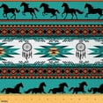 thumbnail image 1 of Manfei Bohemian Horse Fabric by the Yard (1 Yard), Hippie Aztec Decorative Fabric by the Yard, Boho Dreamcatcher DIY Fabric, Teal Brown, 1 of 6