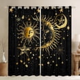 thumbnail image 1 of Manfei Bohemian Moon Sun Blackout Curtains Set of 2 (52x84 Each), Black Gold Stars Print Window Curtains, Hippie Tribal Galaxy Curtains and Drapes, Curtains Blackout Home Decor, 1 of 6