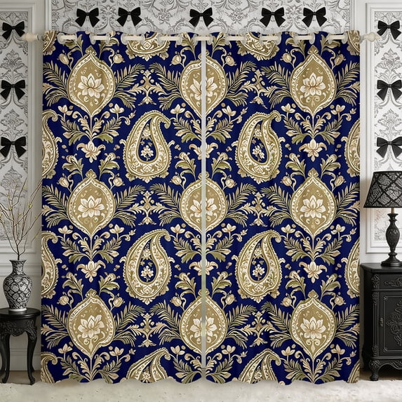 Manfei Bohemian Paisley Blackout Curtains,Southwestern Theme Window Curtains Pack of 2 (38x45 Each)