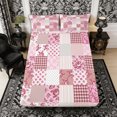 thumbnail image 1 of Manfei Bohemian Paisley Flowers Fitted Sheet Full 3 Pieces,Geometric Plaid Dots Bed Set,1 Fitted Sheet and 2 Pillowcases, 1 of 6