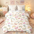 thumbnail image 1 of Manfei Bohemian Rainbow Full Size Bedding Sets, Butterfly Floral Full Size Bed in a Bag, Cream, Polkadot Reversible, 7-Piece, 1 of 6