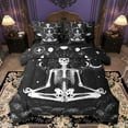 thumbnail image 1 of Manfei Bohemian Skeleton Skull Bedding Comforter Set 7pcs, Hippie Western Yoga King Bedding Sets, Astrology Planet Galaxy Reversible Bed Sheets, Super Cozy Room Decor, 1 of 7