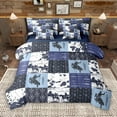 thumbnail image 1 of Manfei Bohemian Tribal Aztec 7 Pieces Bedding Comforter Set, Dodger Blue Patchwork Full Bedding Set, Cowgirl Cowboy Reversible Fitted Sheet Flat Sheet, Breathable Home Decor, 1 of 8