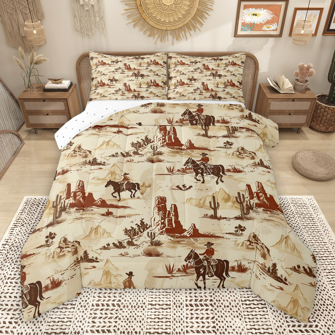 Manfei Bohemian Tribal Aztec Bedding Comforter Set, Vintage Western ...