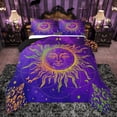 thumbnail image 1 of Manfei Boho Abstract Sun Queen Comforter Set,Vintage Damask Floral Bedding Sets,Purple Gold Bedding Comforter Set For Adults,Luxury Bedroom Decor Reversible,3pcs, 1 of 8