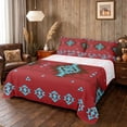 thumbnail image 1 of Manfei Boho Aztec Bed Sheets, Red Turquoise Tribal Geometric Fuul Size Sheets, Reversible 4-Piece1 Flat Sheet + 1 Fitted Sheet + 2 Pillowcases, 1 of 6