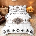 thumbnail image 1 of Manfei Boho Aztec King Bedding, White Taupe Tribal Geometric King Bed in a Bag, Reversible 7-Piece, 1 of 6