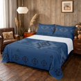 thumbnail image 1 of Manfei Boho Aztec Queen Sheets, Navy Blue Tribal Geometric Queen Sheet Sets, Navy Reversible 4pcs1 Flat Sheet + 1 Fitted Sheet + 2 Pillowcases, 1 of 6