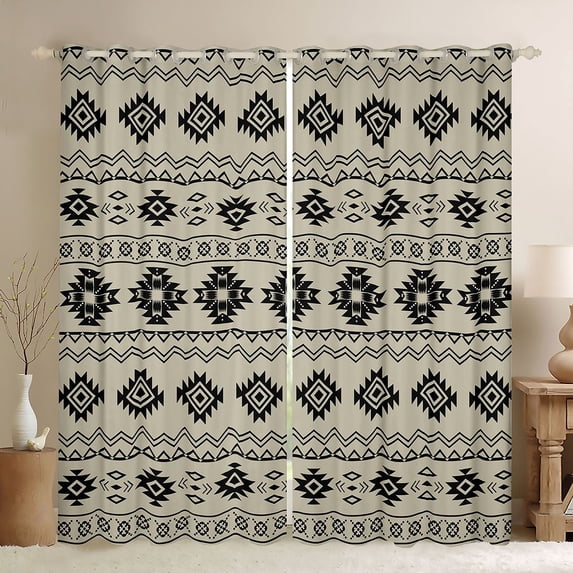 Manfei Boho Aztec Tribal Blackout Curtains, Bohemian Geometric Curtains Pack of 2 (42x84 Each),