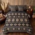 thumbnail image 1 of Manfei Boho Aztec Tribal Queen Bedding, Bohemian Geometric Bedding Comforter Set Queen, Gold, Black Reversible 7-Piece, 1 of 6